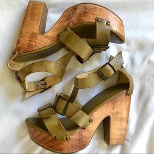 BEDSTU Genuine Leather Wooden Heels. SZ 9, NEW!